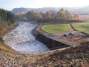 Wills Creek, Ohio, flowing from Wills Creek Dam near its mouth