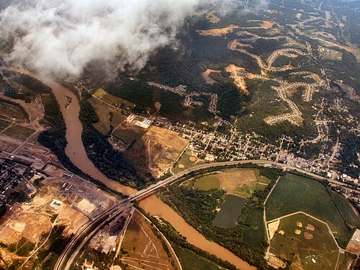 Aerial view of Cleves, Ohio, looking northeast