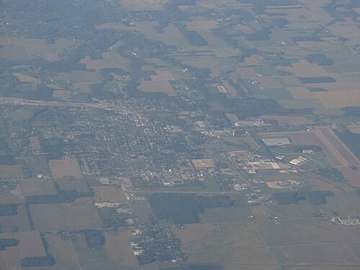 Aerial view of Willard, Ohio, whose upground reservoir supplies the city's water