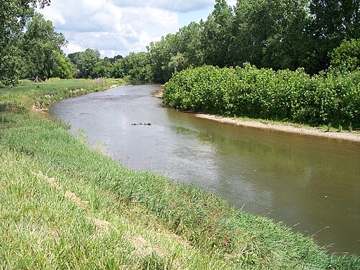 The Kokosing River in Mount Vernon, Ohio, whose buried valley aquifer supplies the city's wells
