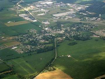 Aerial view of Hebron, Ohio, served by local groundwater wells
