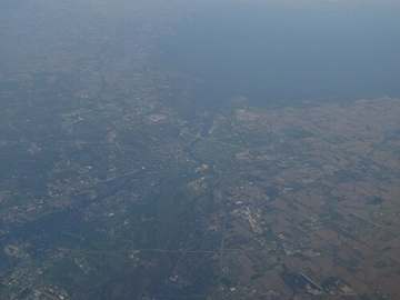 The Maumee River entering Maumee Bay on Lake Erie at Toledo, source of the city's drinking water
