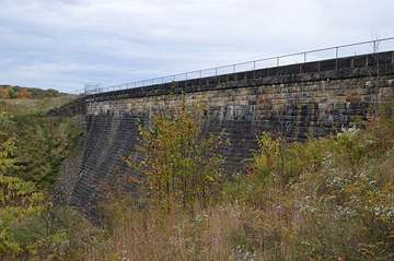 Lake Hamilton Dam impounding Yellow Creek in Poland Township, Mahoning County, Ohio (same watershed as Evans Lake, the system's actual sourc