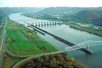 Hannibal Locks and Dam on the Ohio River near Hannibal, Ohio