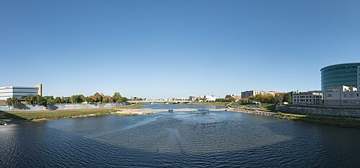 The Great Miami River at Dayton, which recharges the buried valley aquifer wells serving the region