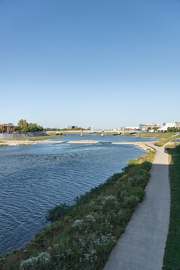 The Great Miami River at Dayton, Ohio, which recharges the buried valley aquifer well fields