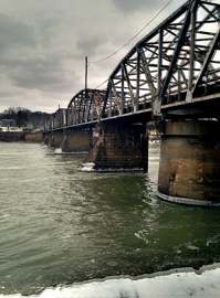 Muskingum River bridge near Duncan Falls, Ohio, over the buried valley aquifer that supplies Maysville Regional Water's wells
