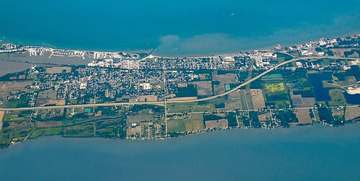 Aerial view of Port Clinton, Ohio, on the Lake Erie shore