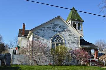 Former church, now a house, on Main Street in Verona, Ohio