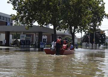 Coast Guard on the Blanchard River during the 2007 flood in Ottawa, Ohio