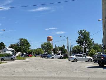 Gibsonburg, Ohio's municipal water tower viewed from Madison Street