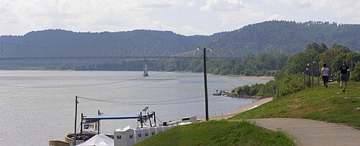 The Ohio River levee at Portsmouth, Ohio