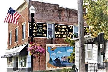 Downtown Botkins, Ohio, with the First National Bank on State Street