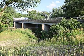 Court Street Bridge over the Great Miami River in Sidney, Ohio, the river that backs up Sidney's water supply