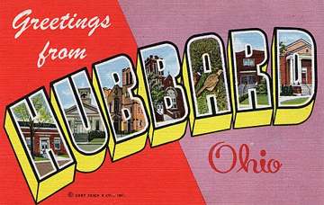 Vintage "Greetings from Hubbard, Ohio" large-letter postcard